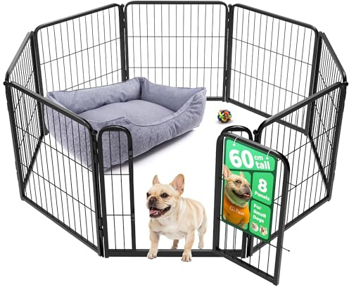 fxw Homeplus Unleashed Indoor Dog Playpen - Stress-Free and Safe Play, Heavy Duty 60cm Height 8 Panels Dog Pen for Puppy and Small Dogs, Black│Patent Pending