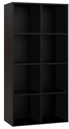 Panana Bookcase with 6/7/8 Compartments, Wooden Cube Storage Book Shelving Display Unit for Living Room Bedroom Furniture (Black, 8 Compartments)