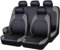 Auto Leder Sitzbezüge für Renault TWINGO I Hatchback (C06) 1993-2007, 9 Stück Allwetter rutschfest Wasserdicht Atmungsaktiv Schonbezug Set Sitzkissenschutz,B/Grey