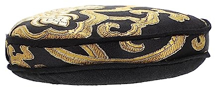 GOOHOCHY Almohadilla Diseño Tradicional Redondo Negro de Algodón Ligero para Cuenco Tibetano para Decoración en Templos Budistas y Hogar