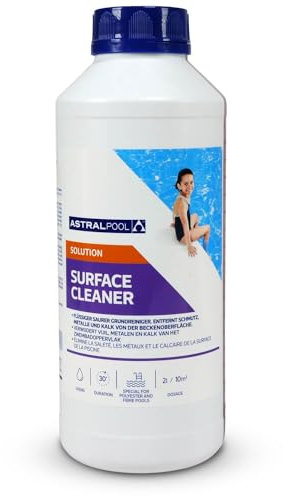 Astral Pool Grund- Oberflächenreiniger 1 Liter - Reinigungsmittel zur Beseitigung von Kalkablagerungen und organischen Rückständen - Saurer Surface Cleaner für Polyester- und Folienoberflächen