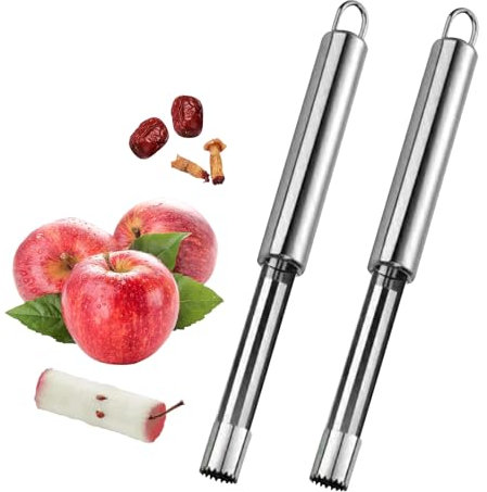 2 Pcs Apfelentkerner,Apfelausstecher,Praktischer Kernausstecher mit Aufhängeöse,Corer Kernausstecher Kerngehäuse Tool Entfernt Kerngehäuse Für äpfel Und Birnen,Peeling Weißdorn Rotes Datum Kirsche