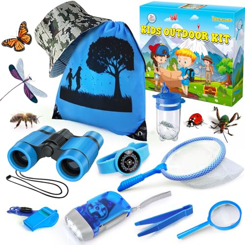 YOPINSAND Set da esplorazione per Bambini, con Zaino, Cappello e binocolo, Giocattolo da Esterno per Bambini, Ragazze e Ragazzi