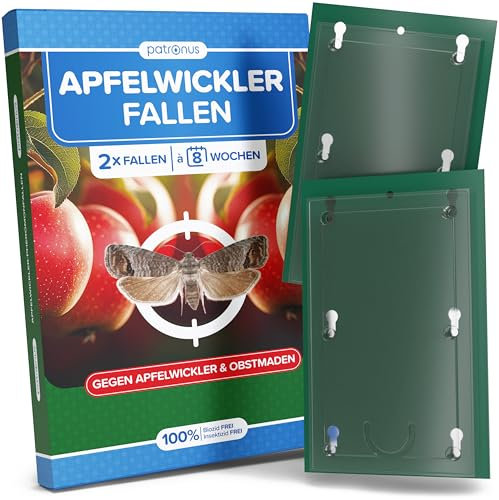 Trampa para feromonas de manzanas [2 unidades] para manzanas sin gusanos – Trampa de feromonas con fuerte atrayente, trampa para monitoreo de fruta, resistente a la intemperie y discreta para manzanos