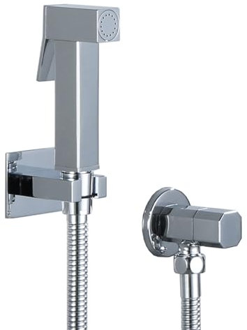 TYMYW Handheld Bidet Sprayer for Toilet with 1.5M Shower Tube Wall-Mounted Toilet Douche Spray Kit for Bathroom Chrome Silver