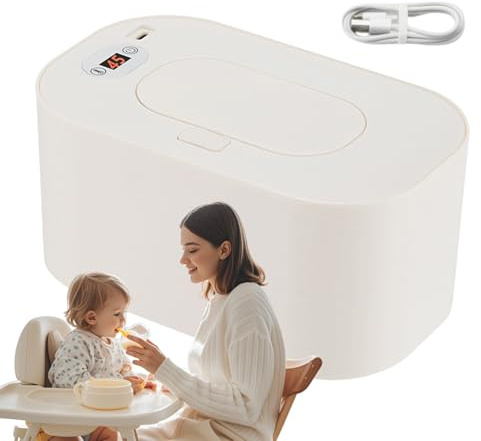 Wipe Warmer - USB Portable Dispenser, Large Capacity Holder for Travel, Smart Insulation Box, Nursery Care Gear with Precise Heating, Tissue Warming Device for Diapering and Sanitizing