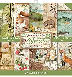 Stamperia - Scrapbook Paper Pad for Scrapbooking, Albums, Card Making, Bullet Journalling and More, Acid Free, Double-Sided, Perfect for Hobbies, Crafts, and Gifting (Forest) (30.5 x 30.5cm)