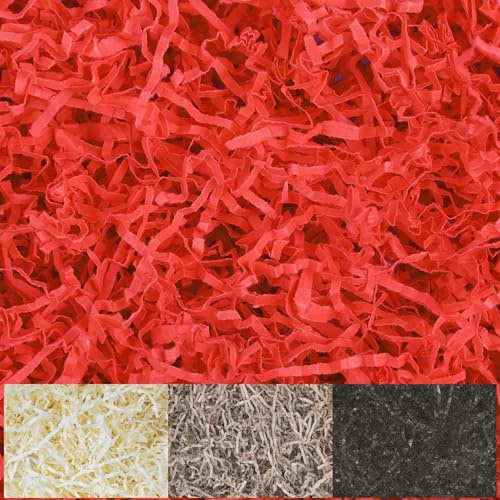 Creative Deco 1kg Rossa Carta Tagliuzzata, Carta da Pacchi | Carta Imballaggio per Scatola Regalo | Carta Velina Sostituzione della Paglia per Cesti | Materiale da Imballaggio, Riempimento per Regalo