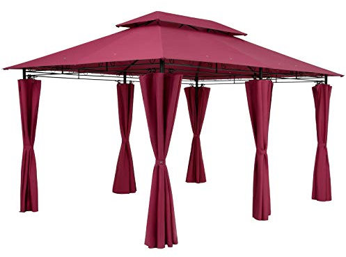 Casaria® Pavillon Topas 3x4m Metall Wasserabweisend UV-Schutz 50+ mit Seitenteile Stabil Gartenpavillon Bordeauxviolett