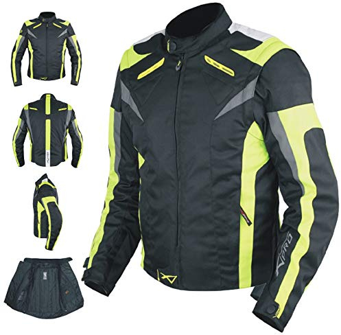 Damer textiljacka sport racing CE rustning termiska ventiler motorcykel Fluo XL
