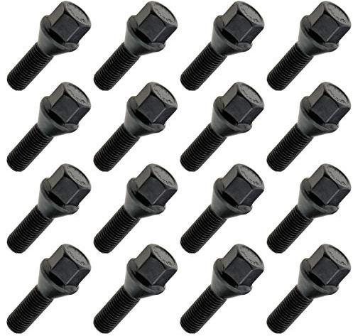 16 Tornillos de rueda M12 x 1,5 Pernos cónicos 60° Arista cónica SW17 35 mm Negro