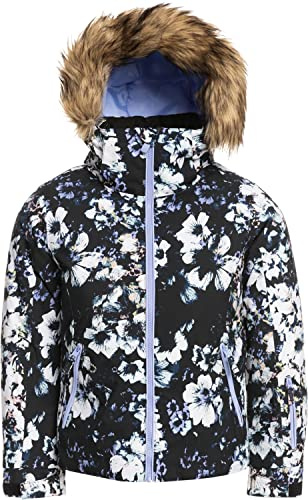 Roxy Girls American Pie DryFlight Snow Jacket (12/Large, True Black Black Flowers (KVJ1))