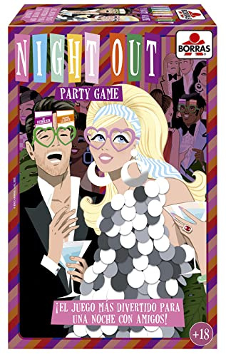 BORRAS - Night out Juego de Mesa es un Divertido Party Game con 3 dinámicas Diferentes, para Fiestas con Tus Amigos, Incluye 4 Divertidas Gafas, a Partir de 18 años (19191)
