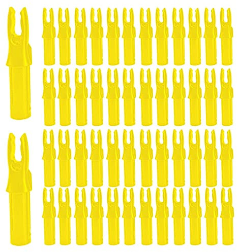 SVUPUE Bogenschießen Pfeil Nocken, 50 Stück Pfeilnocken Kunststoff, Pfeilnocke für 6,2mm Durchmesser Pfeilschäfte, Gelb