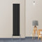 Warmehaus Vertical Column Designer Radiator Oval Panel Double Black 1600x350mm - Modern Central Heating Space Saving Radiators - Perfect for Bathrooms, Kitchen, Hallway, Living Room