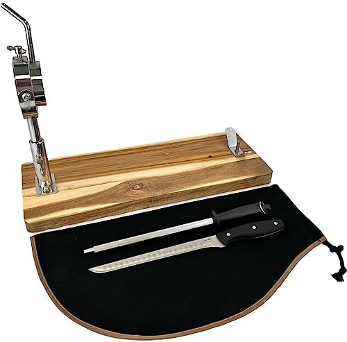 Jamonero Cabezal Giratorio y Telescópico + Cubre Jamon Negro + Afilador manual + Cuchillo Jamonero