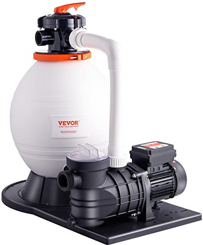 VEVOR Pompa filtro a sabbia per piscine da 400 mm, 18.000 l/h, sistema di pompe per piscina da 850 W e filtro combinato con valvola multidirezionale a 6 vie e cestello, per piscine private e