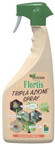 Flortis, Naturae Tripla Azione Spray 1000ml, Insetticida fungicida e acaricida a Base di Estratti naturali contro insetti e malattie, Svolge Azione Fitostimolante, Formato da 1 L