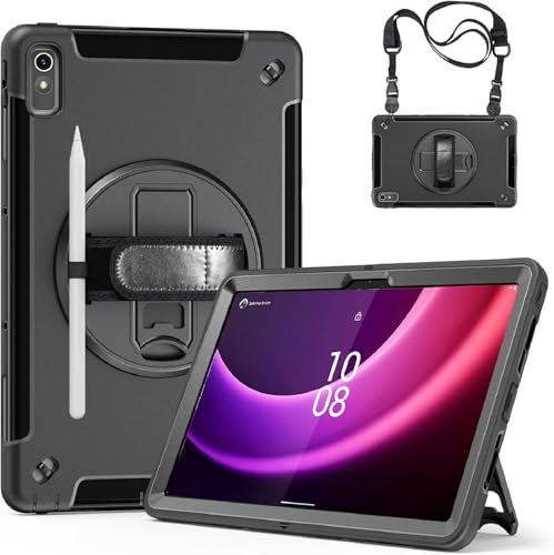 Junfire Funda para Lenovo Tab P11 de 2ª generación de 11,5 pulgadas (TB350FU/TB350XU), resistente a los golpes, con soporte giratorio de 360°, correa de mano y correa para el hombro para Lenovo Tab