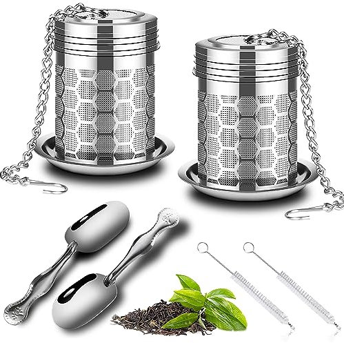 behone Teesieb für Losen Tee 2 Stück Teesieb Edelstahl Teesieb für Tasse mit Teelöffel und Reinigungsbürsten, für die Meisten Tee-Tassen und Tee-Teekannen Spülmaschinengeeignet