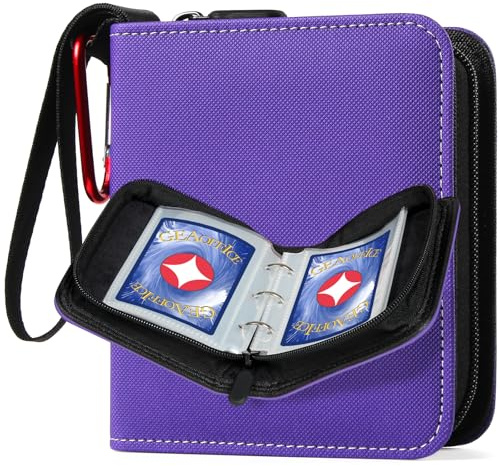 GEAoffice Mini Card Binder 2-Pocket, Super Lightweight Small Collectible Trading Card Albums for 80 Cards, 1 Pocket Top Loading Binder for TCG, MTG, Yugioh, Gifts for Girls, Purple
