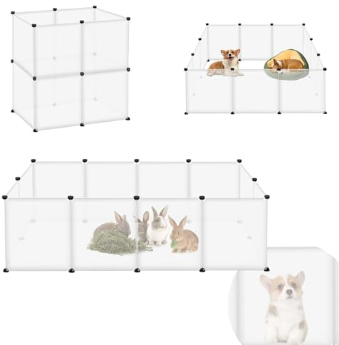 ORHEYA Enclos Grillagé en Plastique pour Lapins, Cochons d'Inde, Petits Animaux, Bricolage, Chiots - 145 x 75 x 48 cm