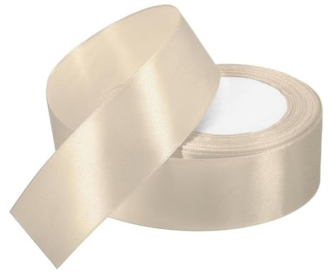 4 cm krämfärgat satinband, dekorband presentpresentband brett band för klänning, bröllop, dop och födelsedagspresenter, 22,8 m