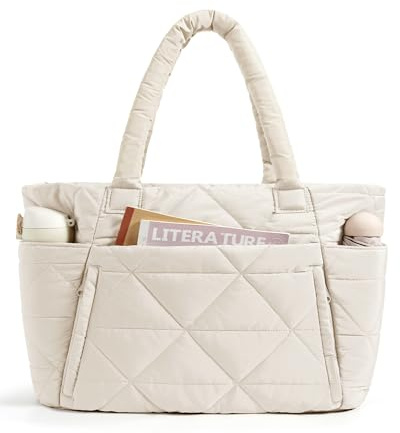 bagsmart Bolso de mano para mujer para ordenador portátil, bolsa de la compra, 20 L, acolchada, con varios compartimentos, cremallera y correa de equipaje para viajes, trabajo, estudio y vacaciones en
