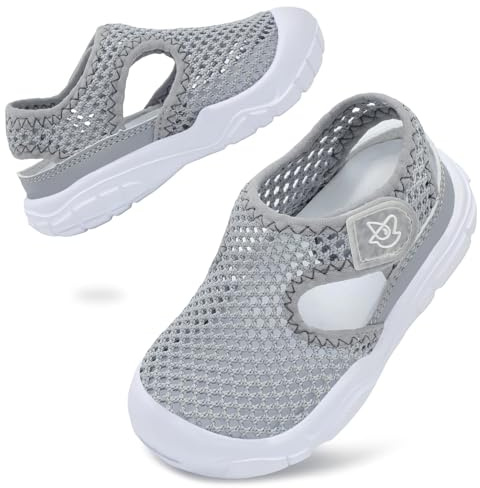 JIASUQI Toddler Sandals Boys Girls Wid Barefoot Water Sandals Kid Lightweight Water Shoes for Beach Swim(Grey 20, UK Size 5.5)