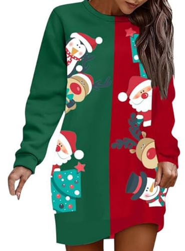 Générique Robe de Noël pour Femmes,Sweatshirt Casual Pull Hoodie Impression NoëL Wapiti Pull De Noel Femme Pull Noel Élégant Robe De Noel 2025 Robe Noël Femme Chic Robe Pull Long