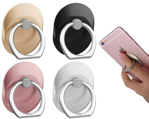 WOLMIK Soporte de anillo para teléfono móvil, 4 unidades, soporte de anillo para dedos, rotación de 180 grados, compatible con varios teléfonos móviles, tabletas, lectores