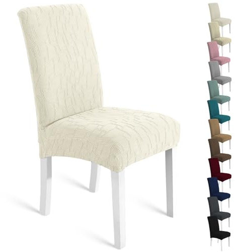 Ystyle Stolöverdrag 2 Stycken, Elastiskt Matstolsöverdrag för Modern Matstol, Universellt Matstolsskydd, Moderna Avtagbart Tvättbart Stolsöverdrag, Stol Skydd för Matsal, Kök, Beige