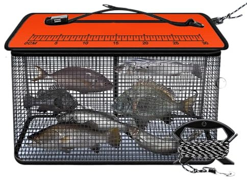 Panier de pêche flottant | Panier de poisson vivant portable réfléchissant | Piège de rangement robuste pour ruisseau et roche marine