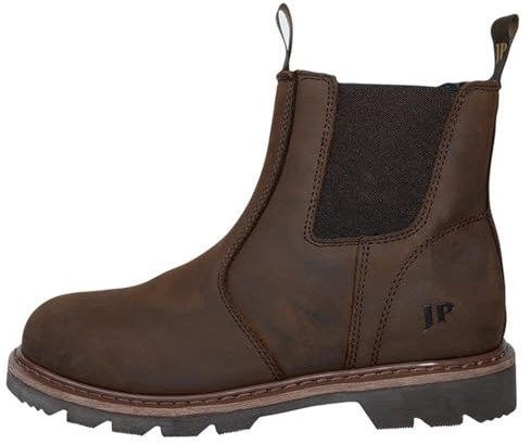 JACK PYKE Shires Mens Dealer Boots – Oiled Leather Slip-On Chelsea Boots with Elastic Sides, Oil Resistant Sole and Double Pull Tabs for Country or Outdoor Use - Brown, Size 9 UK