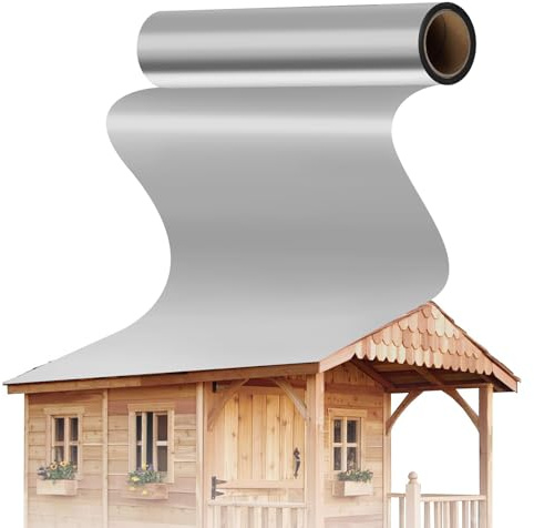 Takfolie aluminium 5 x 1 m, självhäftande takbana, med starkt bitumenlim, alternativ till takpapp, självhäftande folie för trädgårdshus, garagefack och skjul, 1,25 mm tjock (silver)