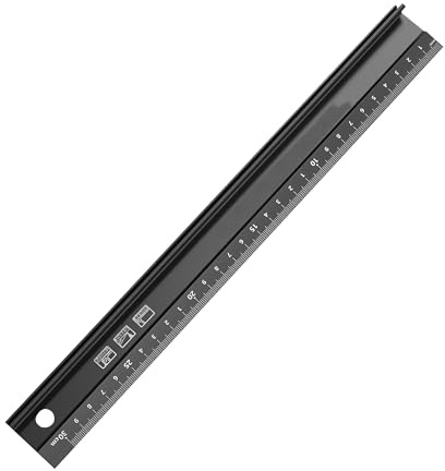 30CM metal ruler Raised Grip Aluminium Cutting Rulers Metal Craft Safety Ruler Multifunctional Protective for Length Measurement 30cm ruler(Black)