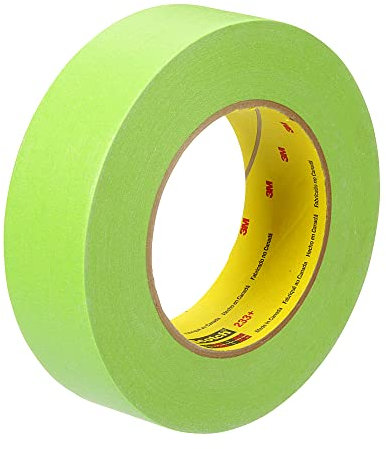3M Scotch 233+ Performance Critical Edge Masking Tape, 25 lbs/in Tensile Strength, 55m Length x 36mm Width, Green by
