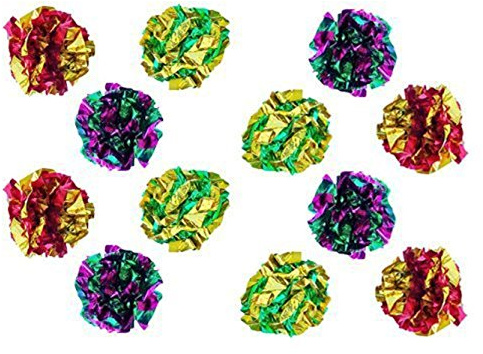 PETFAVORITES Original Mylar Crinkle Balls Cat Toys - 12 Pack