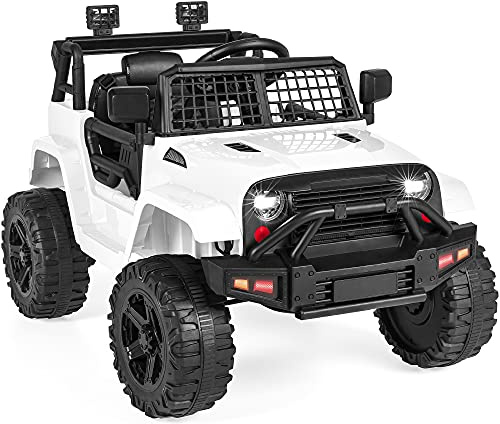 Best Choice Products 12V Kids Electric Vehicle Toy Ride On Car with Parent Remote Control for Toddlers, Seat Harness, 61 lbs Weight Capacity, Locking Doors, Spring Suspension, Bluetooth - White
