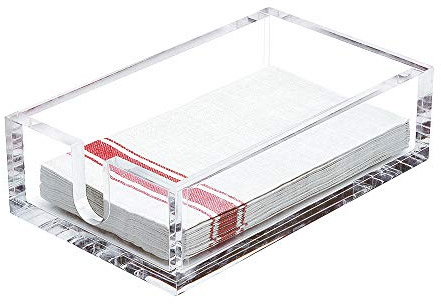 IEEK Acrylic Guest Towel Napkin Holder,Clear Bathroom Paper Hand Towels Storage Tray Modern Buffet Napkin Caddy,Fancy Flat Napkin Holders For Kitchen or Dining Room,9x5.5x2.5 Inch,Pack of 1