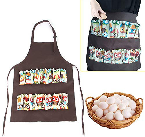 BT Bear Bauernhof-Schürze zum Sammeln von Eiern, zum Sammeln von Hühnereien, Taschenschürzen, perfekt für mehrere Eier, mit 12 Taschen (L)