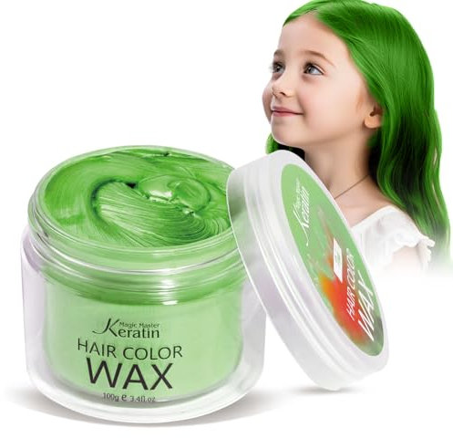Cire de couleur de cheveux, Magic Master Keratin pommades coiffantes à la cire de cheveux, temporaire pour les cheveux pour hommes et femmes, festival, cosplay et Halloween (Vert)