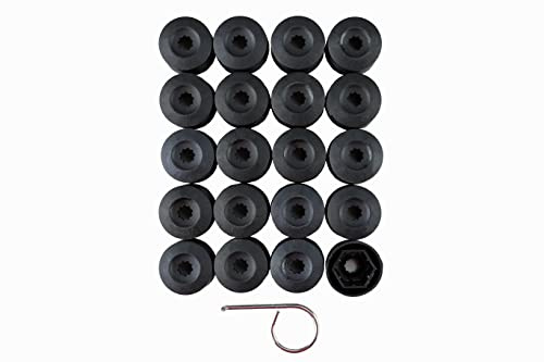 VOTEX - 20-Pack Wheel Lug Nut Bolt Cover Caps Locking Caps Set for Audi VW Volkswagen with Free Dismantle Tool 1K0 601 173 (with Locking Caps)