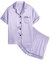 SWOMOG Satin Pyjamas for Girls Boys Baby Button-Down Pjs Sets Two-Piece Lounge Sets Soft Silk Sleepwear Lavender