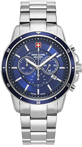 swiss alpine military Herren Uhr Chronograph Analog Quarz 7089.9135SAM Edelstahl