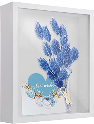 Daelesr Cornice 3D Profonda per Oggetti, 22 x 27 cm Cornice Portafoto 3D, 3D Ombra Profonda Box con Foglio Acrilico Trasparente, Cornice Contenitore per Souvenir Fiore Medaglia Regali (5CM, Bianco)