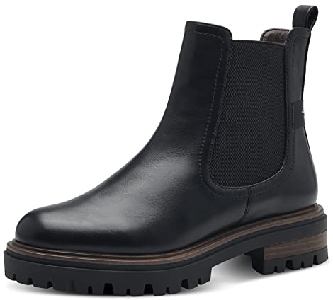 Tamaris Mujer Botines, señora Botas Chelsea,TOUCHit,Botas,Medias Botas,botín,Bota de Deslizamiento,Plano,Black Matt,42 EU