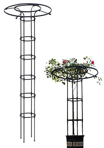 Jardin Haut Grimpantes Treillis d'Obélisque Tour Jardin Support d'escalaMétal Antirouille d'Intérieur d'Extérieur Légumes Fruits Vignes (210cm)