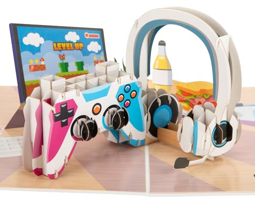 Cardology Gaming Pop Up Card | 3D Card for Gamers Gaming Gift for Kids and Teens Father's Day Cards Great for Birthday, Congratulations and Good Luck | Handmade