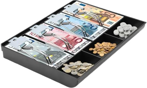 Sunicon Tiroir-caisse enregistreuse, Tiroir-Caisse Enregistreur Plateau D'insertion Caissier de Remplacement avec Clip, 4 billets 3 pièces pour boîte de rangement d'argent de petite caisse